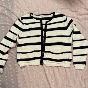Universal Thread Black and White Striped Cardigan